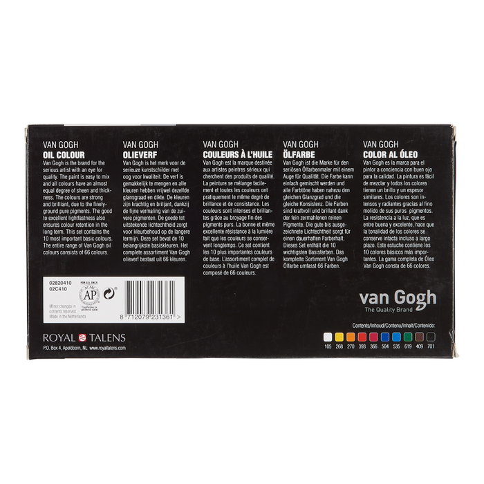 Talens Van Gogh Estuche Básico de Pinturas al Óleo con 10 Tubos de 20ml Colores Surtidos